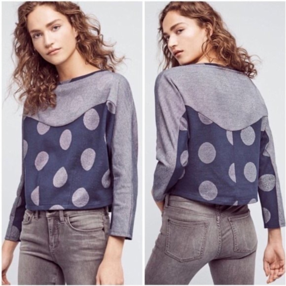 Anthropologie Postmark Metallic Polka Dot Sweater